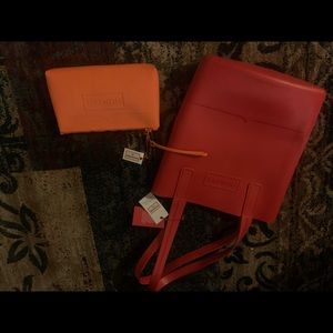 Rubber tote and makeup bag